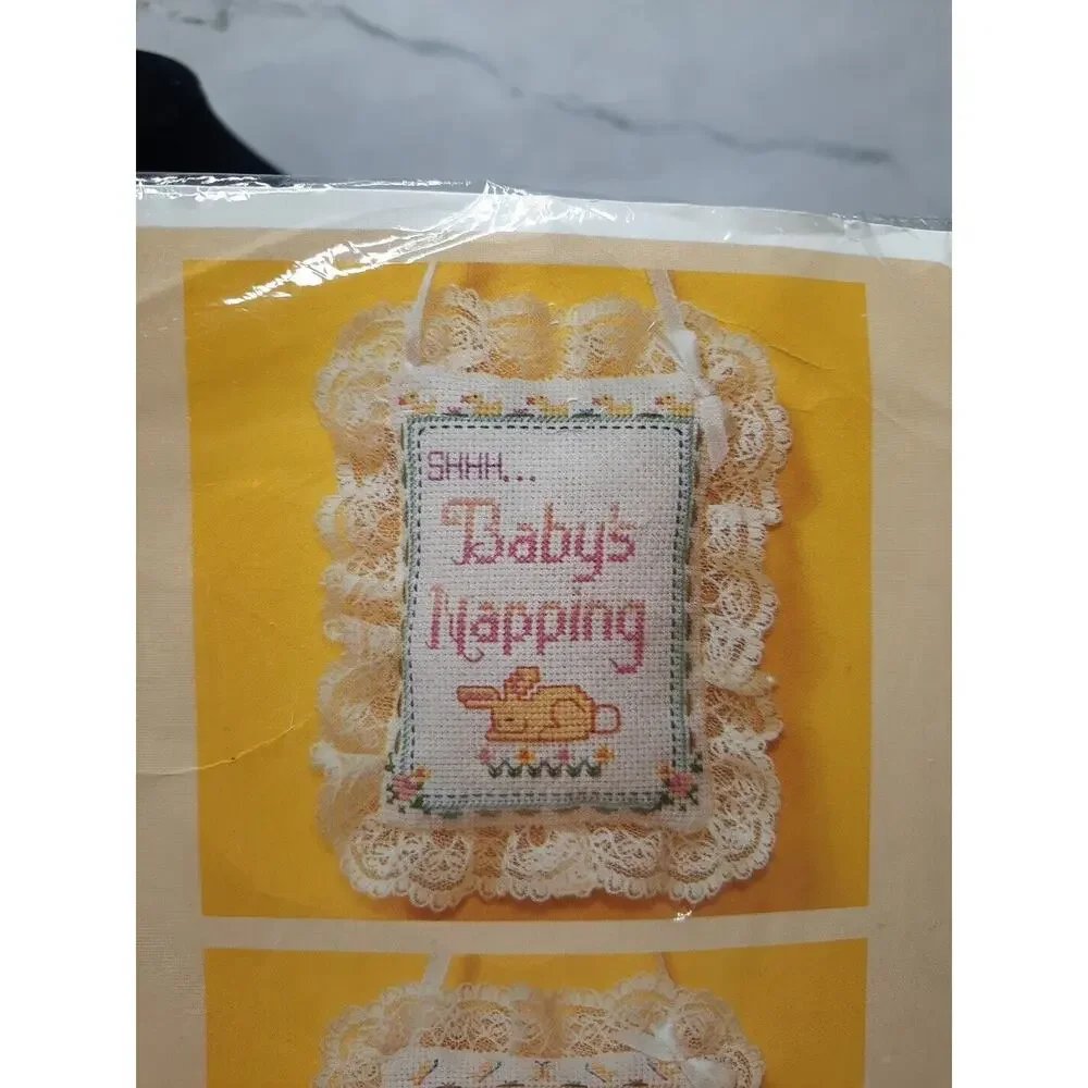 Vintage The Creative Circle Cross Stitch Kit 1657 Nap Time Double Sided Pillow